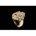 Diamond 19 stone 14k gold ring, size L/M.