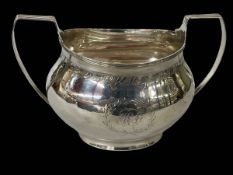 Large Newcastle silver two handled sugar basin by John Walton, 1851, 19cm across.