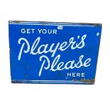 Double sided enamel 'Players' cigarette sign, 61cm by 46cm.