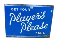 Double sided enamel 'Players' cigarette sign, 61cm by 46cm.