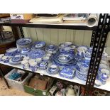 Collection of blue and white Spode Italian and Copeland Spode porcelain including teapots and