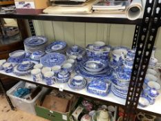 Collection of blue and white Spode Italian and Copeland Spode porcelain including teapots and