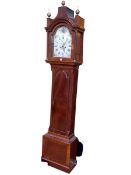 Antique mahogany cased eight day longcase clock circa 1795 having nesting bird,