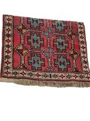 Hand knotted Persian Goochan carpet 1.93 by 1.15.