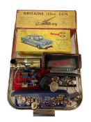 Boxed Triang Vauxhall Victor and Britains 155mm gun, model steam engine,