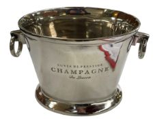 Champagne bucket marked 'Cuvee De Prestige Du Louvois' 25cm high.