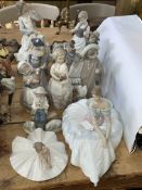 Collection of nine Nao figurines and one Lladro 6438.