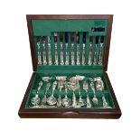 Cased set of silver plated cutlery, approximately 75 pieces.