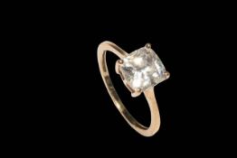 Princess cut Zircon 9 carat gold ring, size P.
