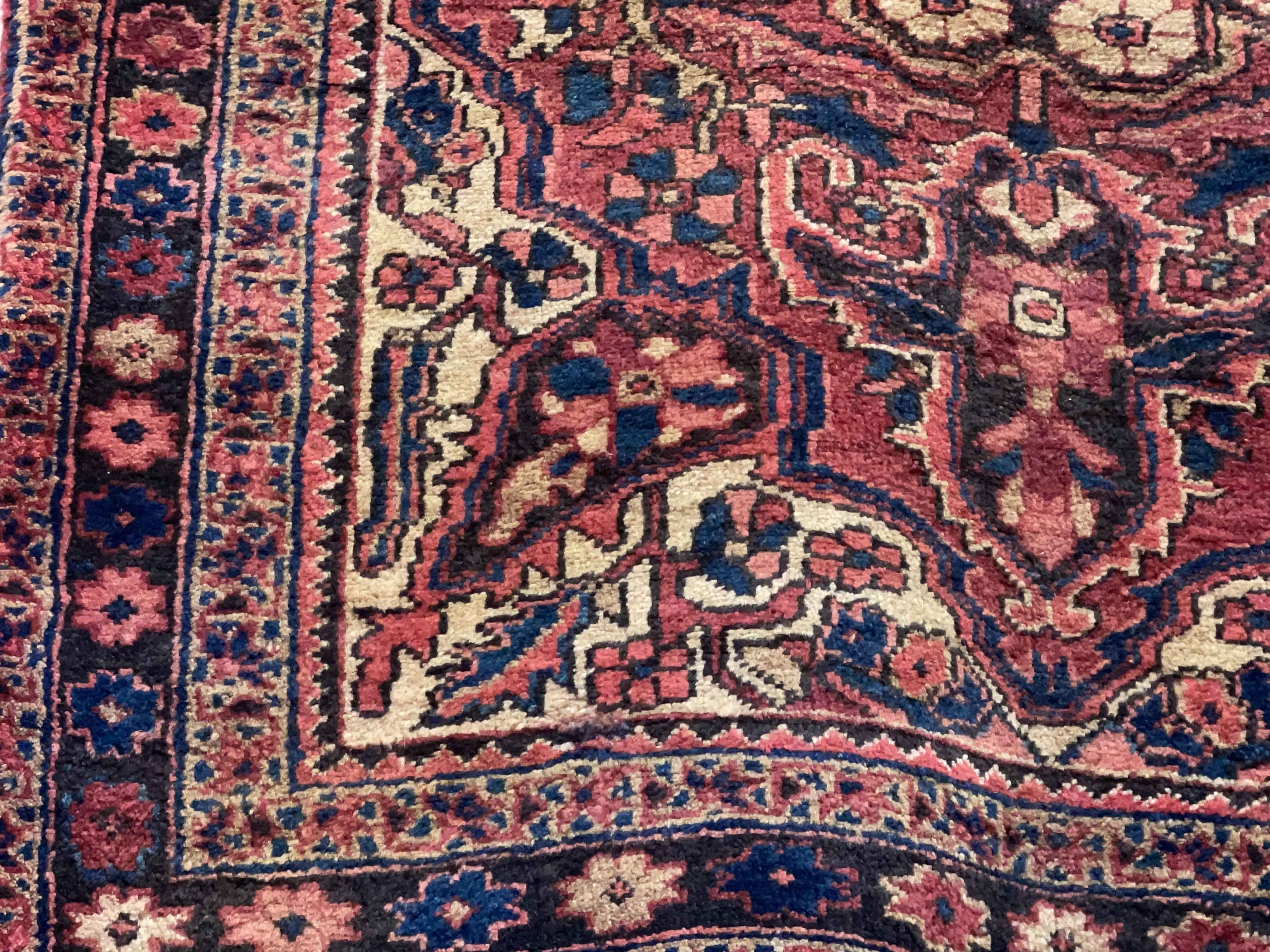 Mid Century hand knotted Persian Heriz carpet 3.40 by 1.22. - Image 2 of 2