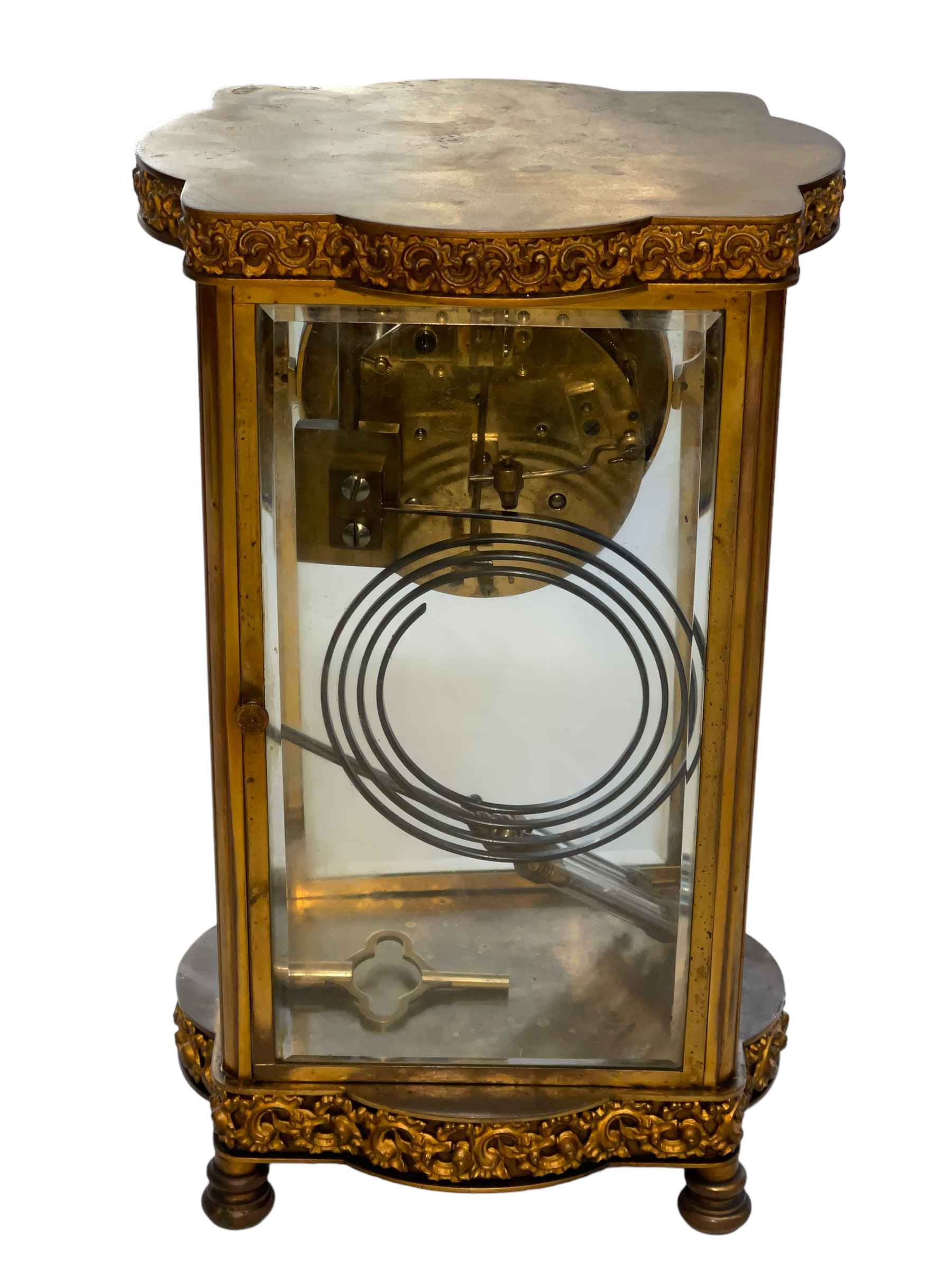 Late 19th Century gilt four glass, eight day mantel clock, 29cm. - Image 2 of 2