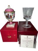 Spode lidded jar celebrating HM QEII birthday 1990 and a Queen Mother's goblet number 100,