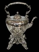 Victorian silver plated spirit kettle, stand and burner, dated 1852 in cartouche,