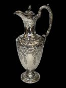 Victorian silver ewer with flat chased decoration, Sheffield 1867, 36cm.