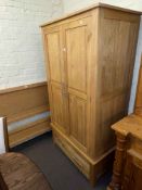 Contemporary oak double door wardrobe 185cm by 100cm by 60cm,