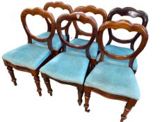 Set of six Victorian mahogany shaped balloon back chairs.