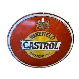 Large circular Castrol Motor Oil enamel sign, 91cm diameter.