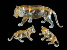Swarovski Tiger and two Cubs in box with COA.