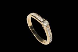 Diamond set 9 carat gold ring, total approximately 0.5 carat, size P/Q, with certificate.