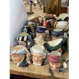 Fifteen Royal Doulton toby jugs including The Lumberjack, Pearly Queen, Golfer, The London Bobby,