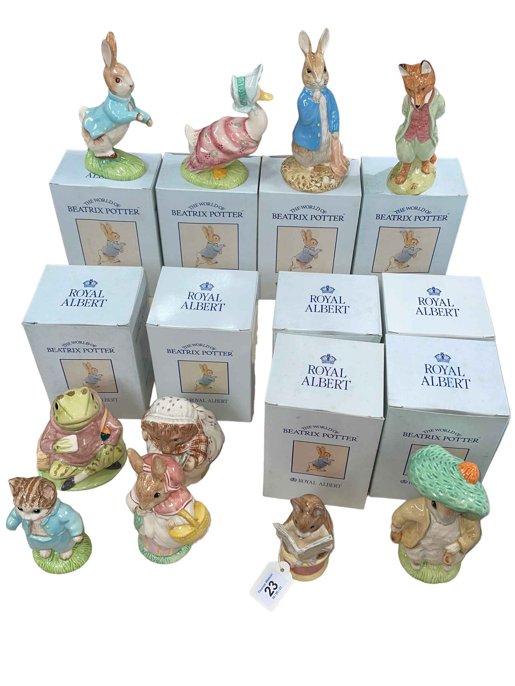 Ten Royal Albert large Beatrix Potter figures including Mrs Rabbit,