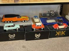 Collection of Diecast model vehicles including Revell Mini Cooper 1:12,