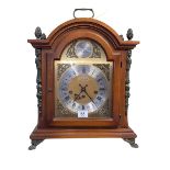 Mahogany cased bracket clock with silver gilt dial, 45cm high.