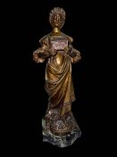 Spelter figure 'Chatelaine' by Georges Omerth, 31cm.
