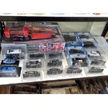 Collection of Diecast model vehicles including Revell London Bus, Carabinieri Police Cars,