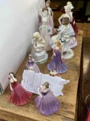 Thirteen Coalport and Royal Doulton lady figurines and miniatures including Victoria, Veronica,