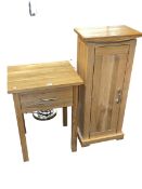 Light oak lamp table, light oak CD cabinet and three floor lamps (5).