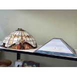 Two Tiffany style leaded glass light shades.