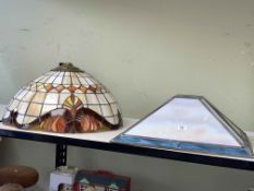 Two Tiffany style leaded glass light shades.
