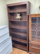Contemporary six tier open bookcase, 202cm by 94cm by 29cm.