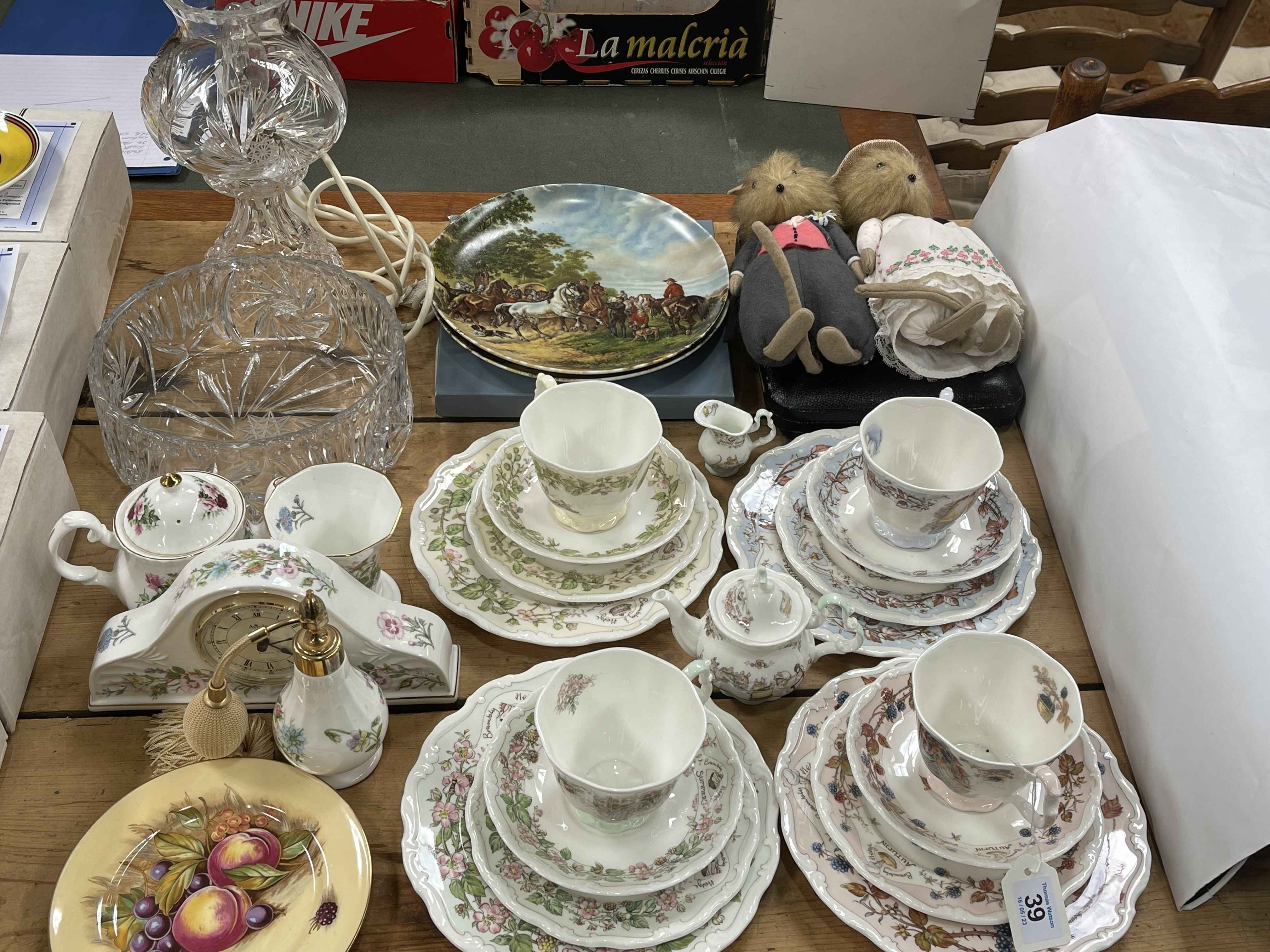 Collection of Royal Doulton Brambley Hedge, Aynsley, Teddy Bear Rats, cased cutlery, etc.