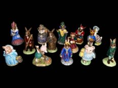 Collection of fourteen Doulton Bunnykins and Beatrix Potter figures.