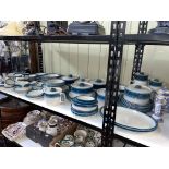 Wedgwood blue pacific table service including teapots, tureens, baking trays, etc,