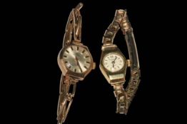 Ladies 14k gold watch with rolled gold bracelet and 9 carat gold watch with 9 carat gold metal