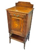 Late Victorian inlaid fall front music cabinet, 97.5cm by 43cm by 35cm.