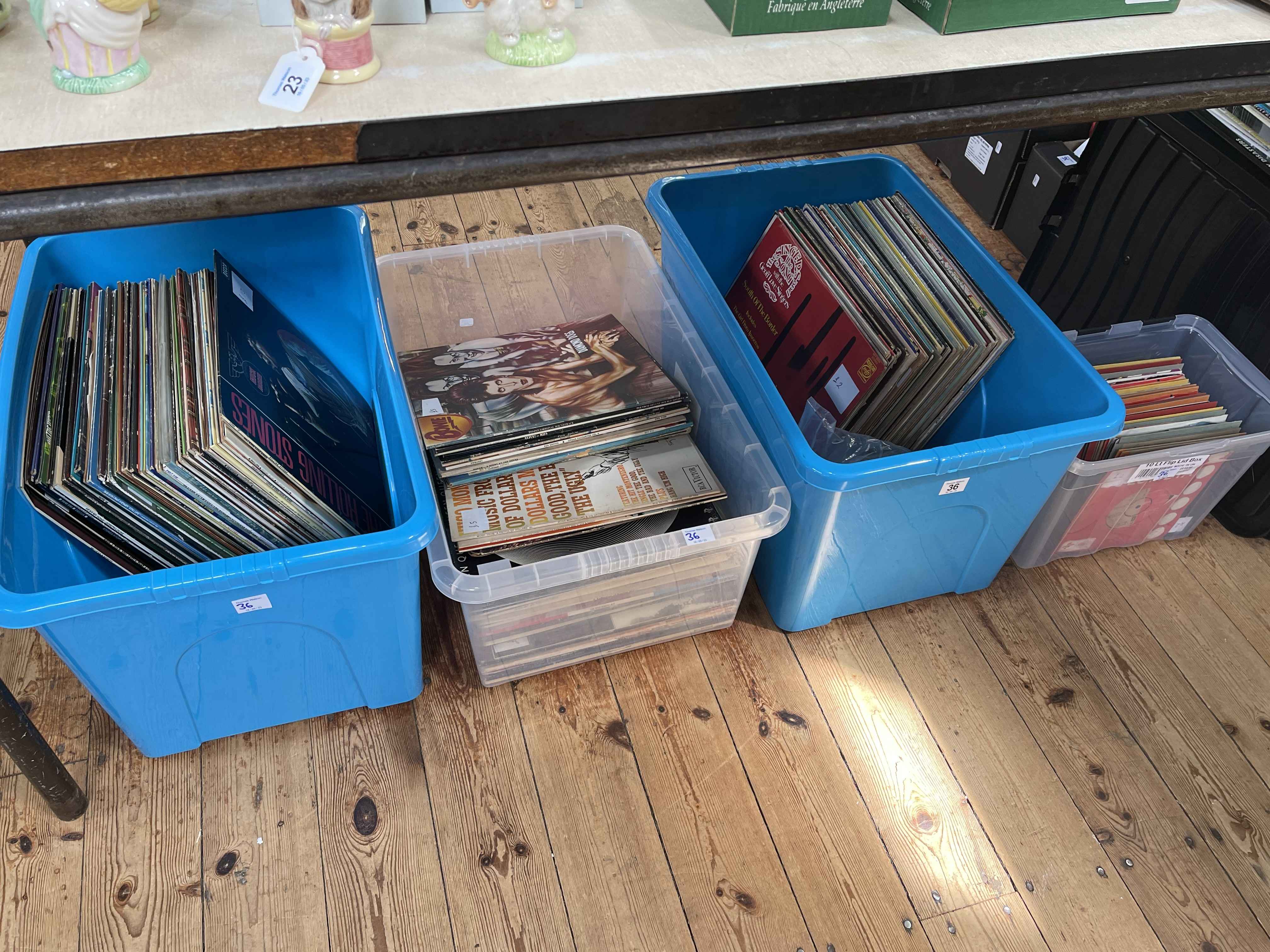 Three boxes of various LP records including The Who,