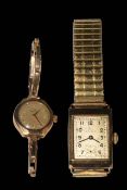 Gents Record 9 carat gold watch with Fixoflex bracelet, and ladies 9 carat gold bracelet watch (2).