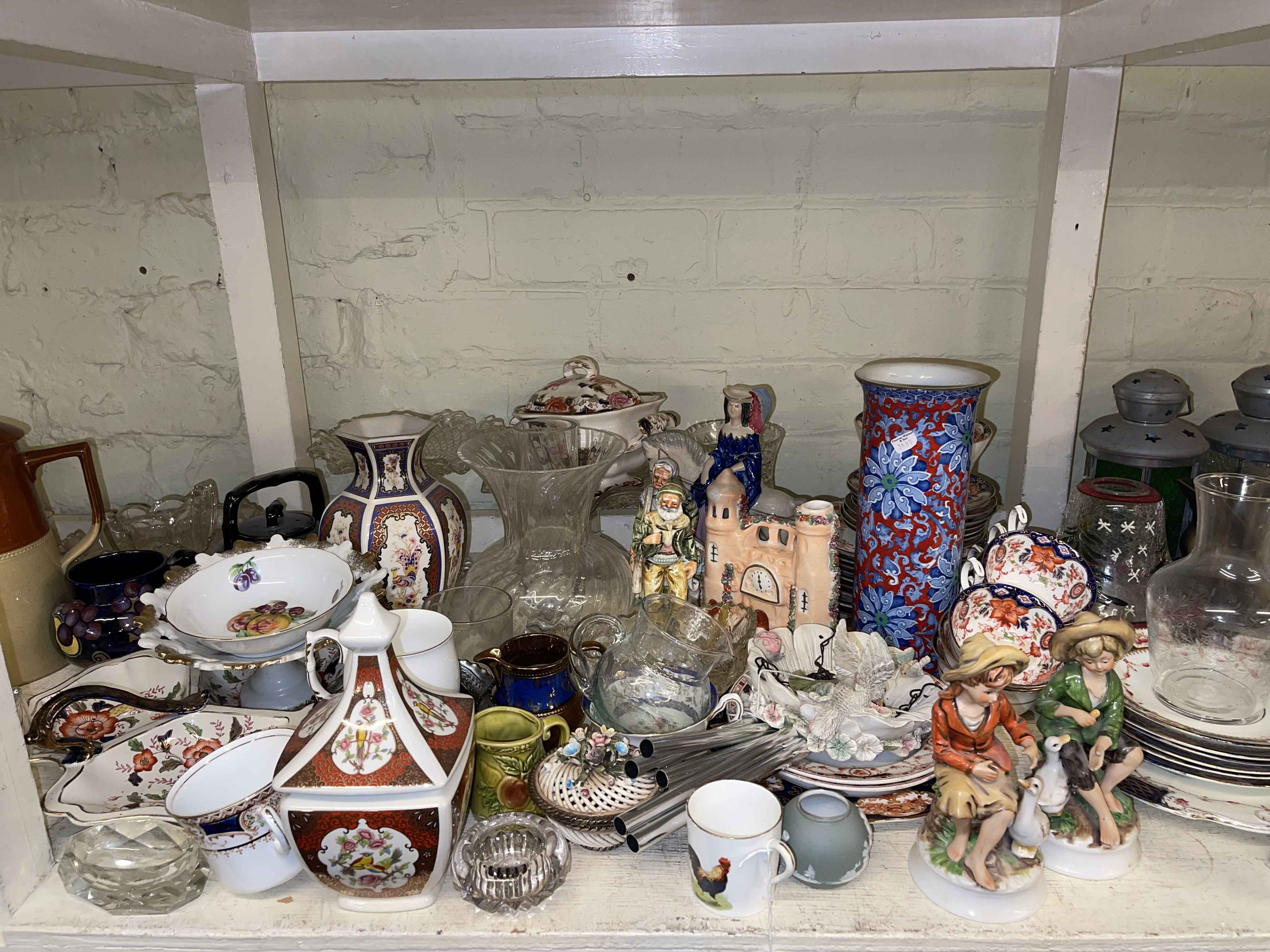 Large collection of early Victorian porcelain, part tea sets, decorative pottery, glasswares, - Image 4 of 6