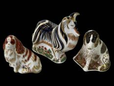 Three Royal Crown Derby paperweights, Rough Collie, 14.5cm, Molly, 11.