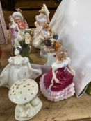 Ten Royal Doulton and another lady figurines including Kate, Mother Hubbard, Sharon, Simone, etc.