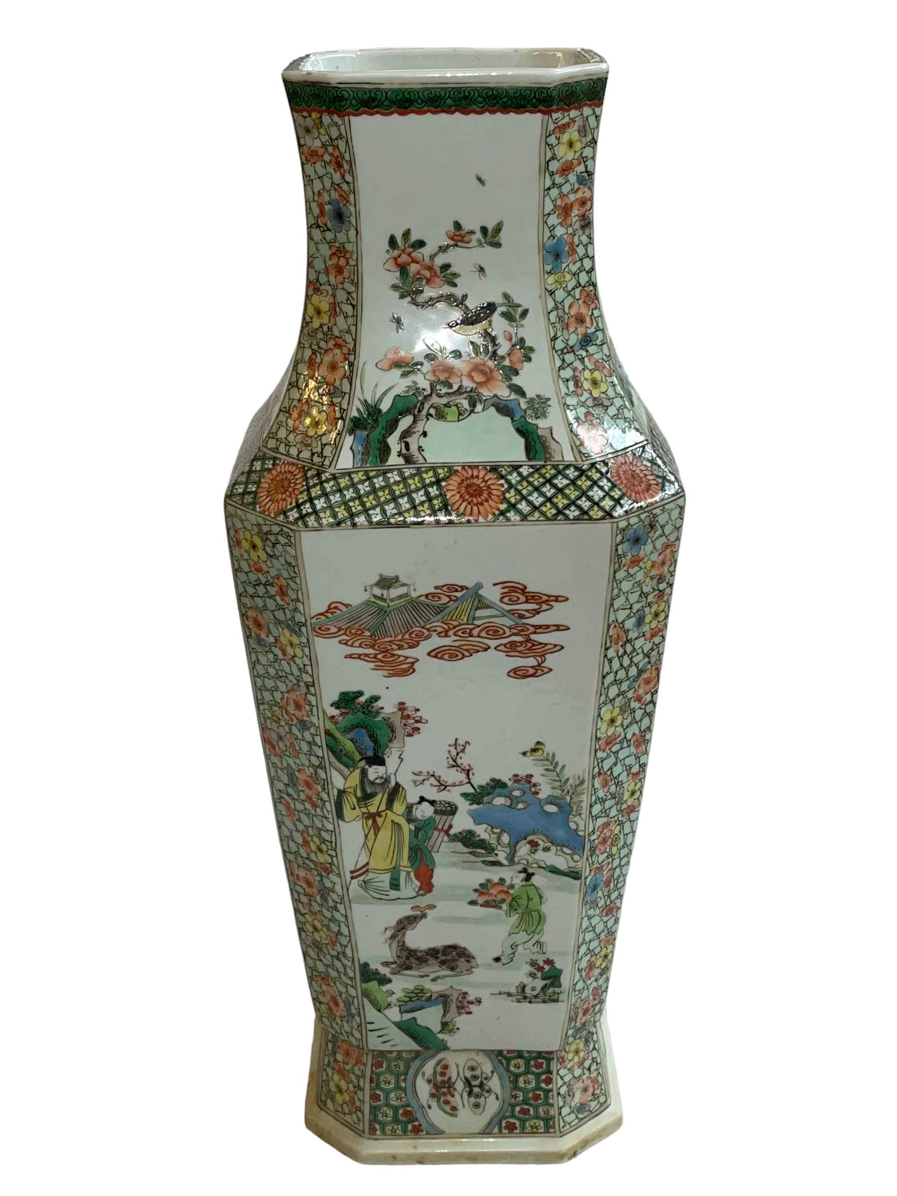 Large Chinese vase decorated with figures in landscape, birds on branch, - Image 4 of 5