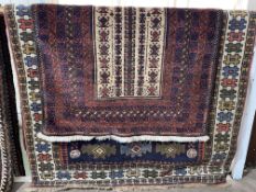 Wool rug 1.90 by 1.20 and Persian design rug 1.38 by 0.90 (2).