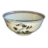 Chinese porcelain bowl decorated with birds on branch, both external and internal,