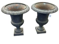 Pair cast Campana stye urns, 62cm by 48cm diameter.