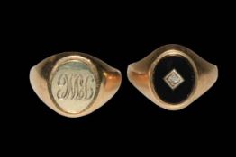 Two Gents 9 carat gold rings, one Masonic.