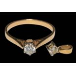Solitaire diamond 18 carat gold ring, stone approximately 0.2/0.